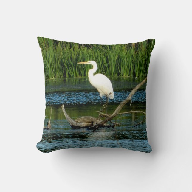 Great Egret Pose Pillow Kussen (Voorkant)