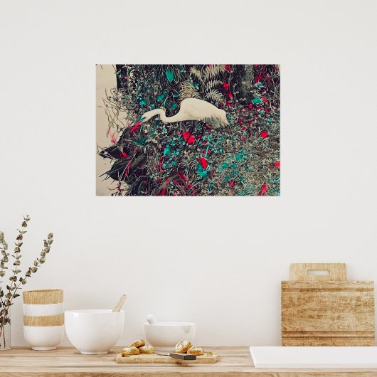 Great Egret Red Poster (Keuken)