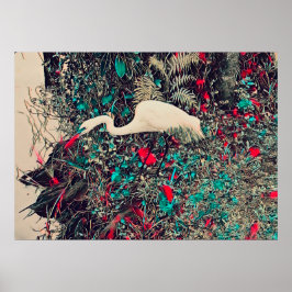 Great Egret Red Poster