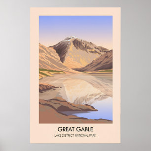 Great Gable Mountain Lake District Reisposter Poster