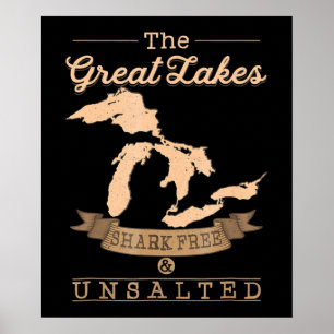 Great Gakes Shark Free unsaled Michigan Gift Poster