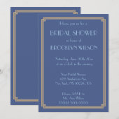 Great Gatsby Art Deco Blue Vrijgezellenfeest nodig Kaart (Voorkant / Achterkant)