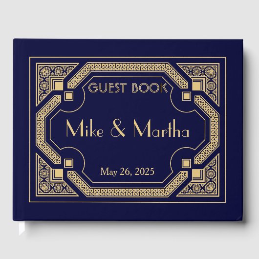  Great Gatsby Art Deco bruiloft gastenboek (Voorkant)