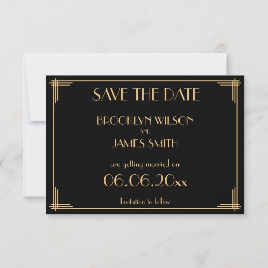 Great Gatsby Art Deco Bruiloft Het Is Er Weer Save The Date (Achterkant)
