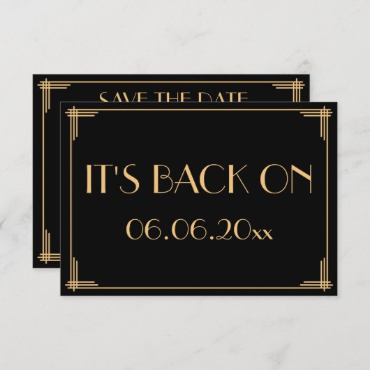 Great Gatsby Art Deco Bruiloft Het Is Er Weer Save The Date (Voorkant / Achterkant)