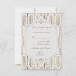Great Gatsby Art Deco Gold White Wedding RSVP