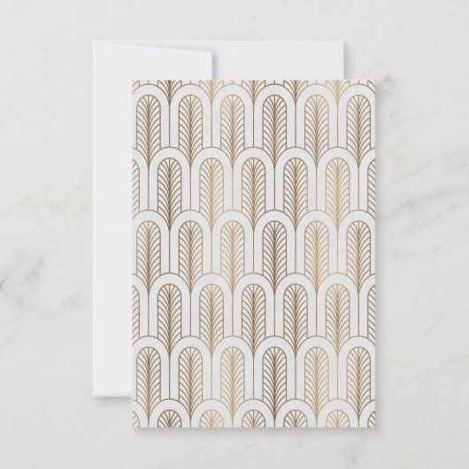 Great Gatsby Art Deco Gold White Wedding RSVP (Achterkant)