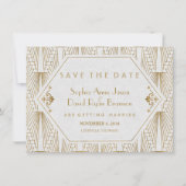 Great Gatsby Art Deco Goud Wit Save The Date (Voorkant)