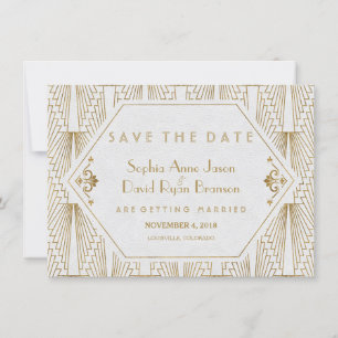 Great Gatsby Art Deco Goud Wit Save The Date