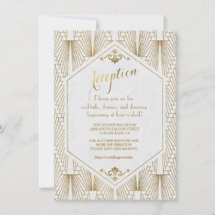 Great Gatsby Art Deco Goud Witte Ontvangst Kaart