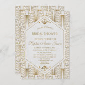 Great Gatsby Art Deco Gouden Witte Bruidsdiner Kaart (Voorkant / Achterkant)