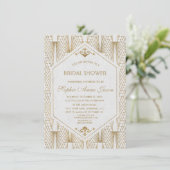 Great Gatsby Art Deco Gouden Witte Bruidsdiner Kaart (Staand voorkant)