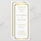 Great Gatsby Art Deco Gouden Witte Trouwprogramma' Programmakaart (Voorkant / Achterkant)