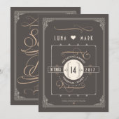 Great Gatsby Art Deco Save the Dates Date (Voorkant / Achterkant)