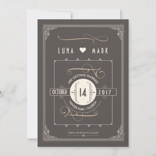 Great Gatsby Art Deco Save the Dates Save The Date (Voorkant)