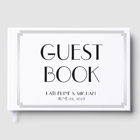 Great Gatsby Art Deco Silver Wedding Guest Book Gastenboek (Voorkant)