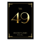 Great Gatsby Art Deco-tabel nummer 49 Gold Black Kaart (Achterkant)