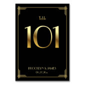 Great Gatsby Art Deco Table Number 101 Gold Black Kaart (Voorkant)