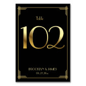 Great Gatsby Art Deco Table Number 102 Gold Black Kaart (Voorkant)