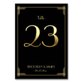 Great Gatsby Art Deco Table Number 23 Gold Black Kaart (Voorkant)
