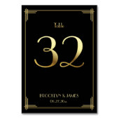 Great Gatsby Art Deco Table Number 32 Gold Black Kaart (Achterkant)
