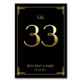 Great Gatsby Art Deco Table Number 33 Gold Black Kaart (Achterkant)