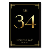 Great Gatsby Art Deco Table Number 34 Gold Black Kaart (Voorkant)
