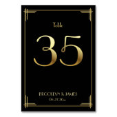 Great Gatsby Art Deco Table Number 35 Gold Black Kaart (Achterkant)