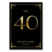 Great Gatsby Art Deco Table Number 40 Gold Black Kaart (Achterkant)