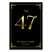 Great Gatsby Art Deco Table Number 47 Gold Black Kaart (Achterkant)