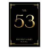 Great Gatsby Art Deco Table Number 53 Gold Black Kaart (Achterkant)