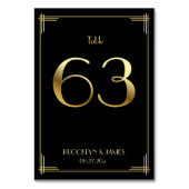 Great Gatsby Art Deco Table Number 63 Gold Black Kaart (Achterkant)
