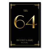 Great Gatsby Art Deco Table Number 64 Gold Black Kaart (Voorkant)