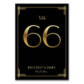Great Gatsby Art Deco Table Number 66 Gold Black Kaart (Voorkant)