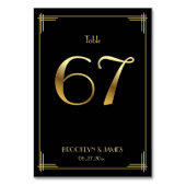 Great Gatsby Art Deco Table Number 67 Gold Black Kaart (Voorkant)