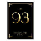 Great Gatsby Art Deco Table Number 93 Gold Black Kaart (Achterkant)