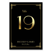 Great Gatsby Art Deco Tafelnummer 19 Goud Zwart (Achterkant)