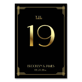 Great Gatsby Art Deco Tafelnummer 19 Goud Zwart