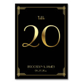 Great Gatsby Art Deco Tafelnummer 20 Goud Zwart (Achterkant)