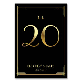 Great Gatsby Art Deco Tafelnummer 20 Goud Zwart