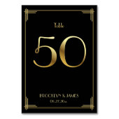 Great Gatsby Art Deco Tafelnummer 50 Goud Zwart (Achterkant)