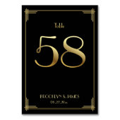 Great Gatsby Art Deco Tafelnummer 58 Goud Zwart (Voorkant)