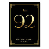 Great Gatsby Art Deco Tafelnummer 92 Goud Zwart (Voorkant)