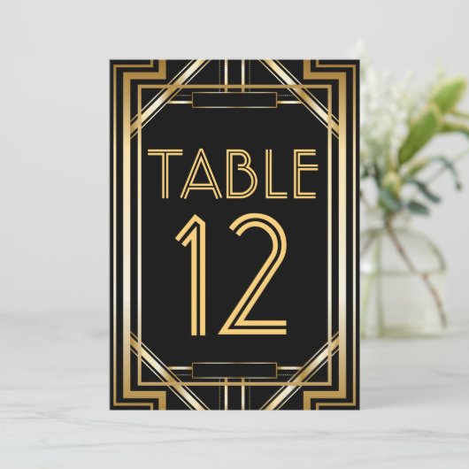 Great Gatsby Art Deco Tafelnummerkaarten Kaart (Staand voorkant)