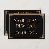Great Gatsby Art Deco Trouw Same Plan Nieuwe Datum Save The Date (Voorkant / Achterkant)