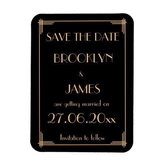 Great Gatsby Art Deco Trouwdag Save The Date-magne Magneet (Verticaal)