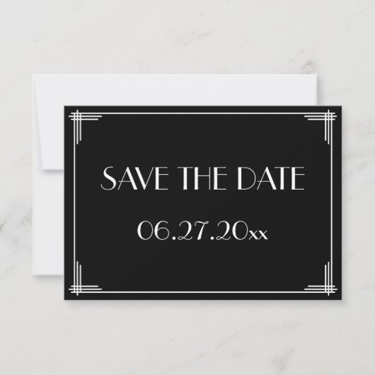 Great Gatsby Art Deco Trouwkaart Save The Date Kaa (Voorkant)