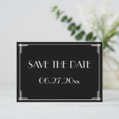 Great Gatsby Art Deco Trouwkaart Save The Date Kaa (Staand voorkant)