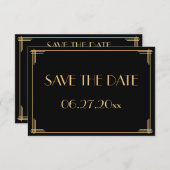 Great Gatsby Art Deco Trouwkaart Save The Date Kaa (Voorkant / Achterkant)