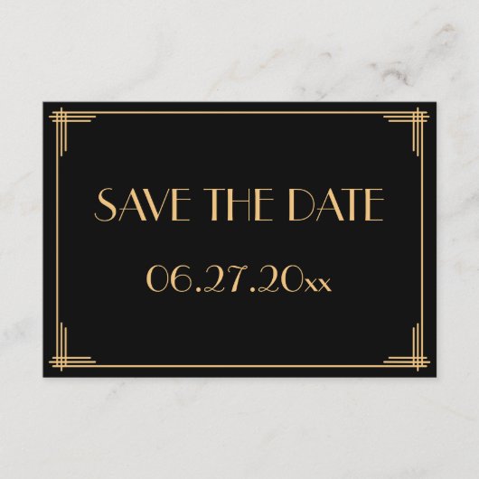 Great Gatsby Art Deco Trouwkaart Save The Date Kaa (Voorkant)
